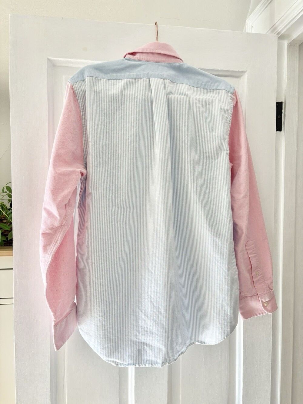 Vineyard Vines Shirt Mens Medium Blue Pink Tucker Slim Pastel Color Block Oxford - Picture 3 of 11